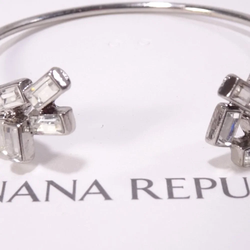 Banana Republic Crystal Baguette Ice Princess Cuff Bracelet NWT 45 - Picture 13 of 15